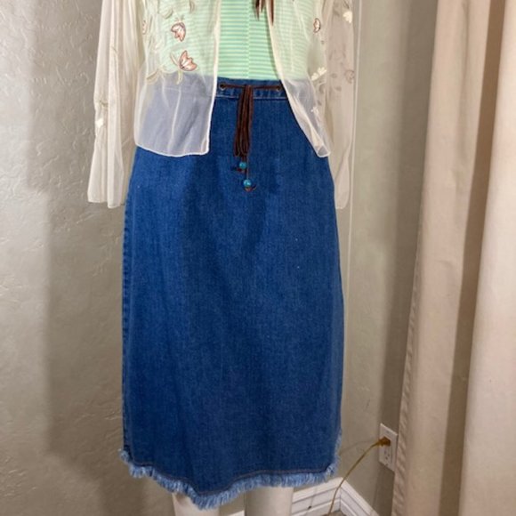 Vintage For Joseph Denim Raw Edge Skirt - Picture 2 of 5